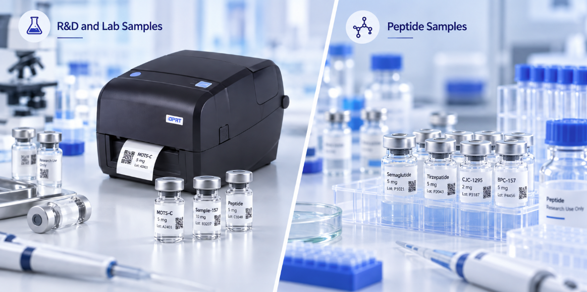 Vial label printing applications of the iDPRT iT4S barcode printer